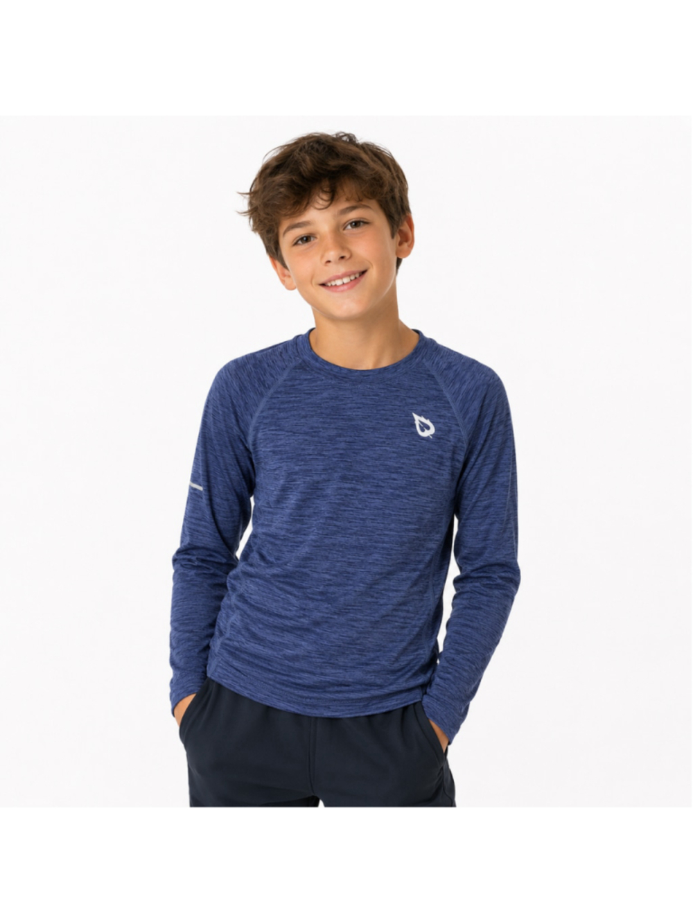 Boys' Baleaf Long Sleeve Compression Base Layer Shirt–Heather Blue–Size XS–NWT